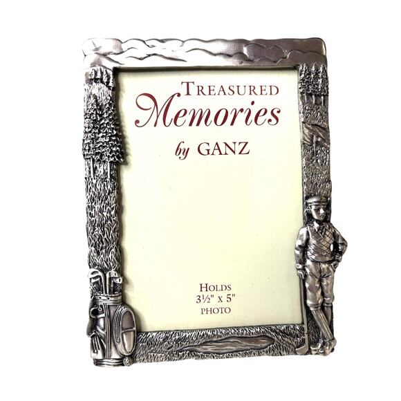Vntg Ganz 3D Metal Picture Frame Fits 3.5x5 Golf Golfer Gift Photo Frame - Picture 1 of 4